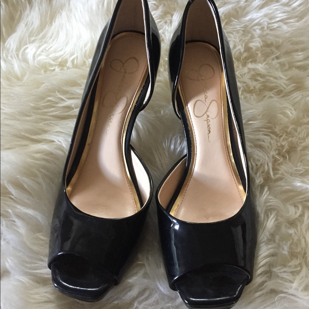 Black jessica Simpson heels patent leather pumps